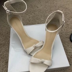 Marc Fisher Cream Ankle Strap Heels with Bow